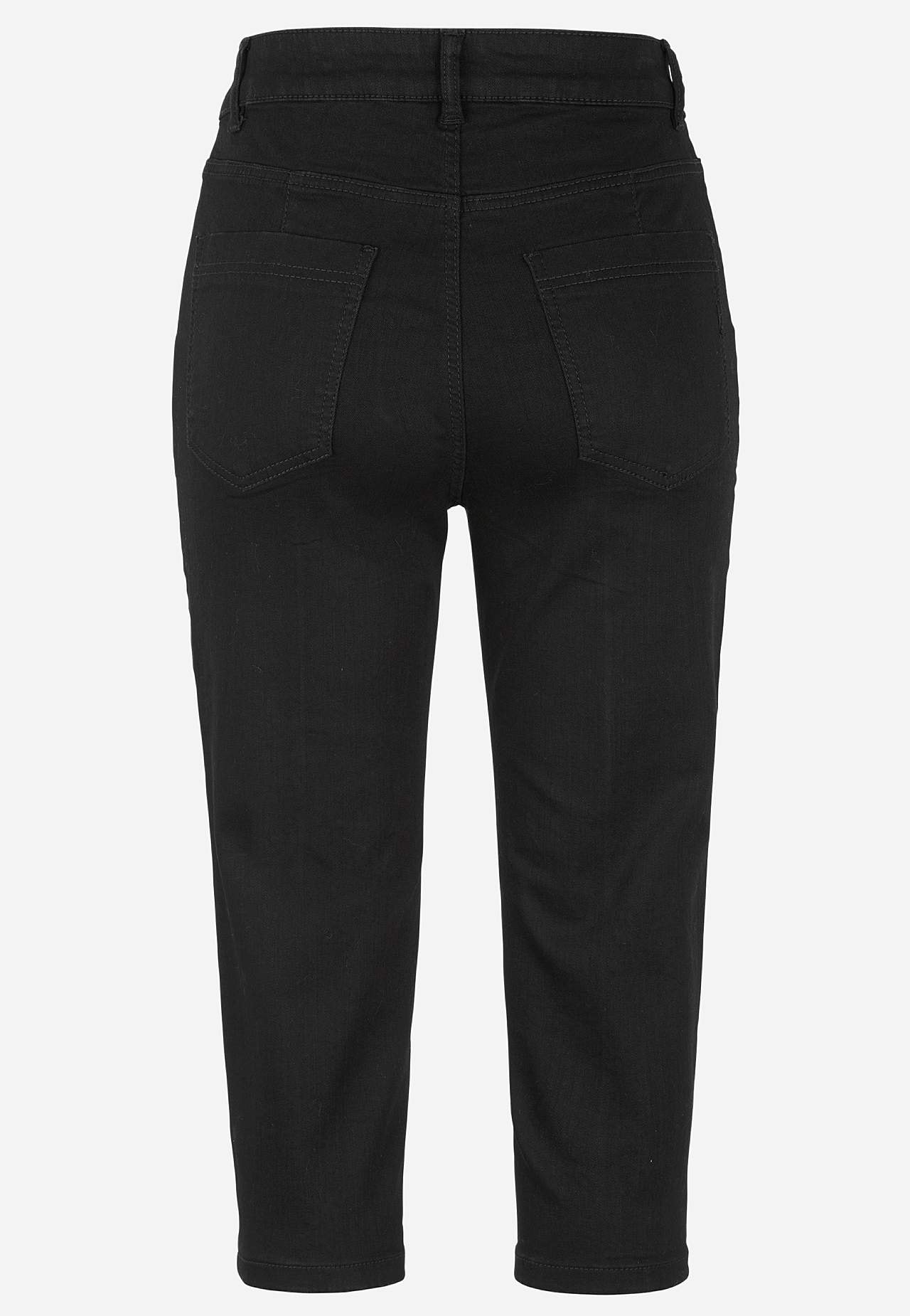 Elastische Cropped Jeans mit genähter Knitterfalte