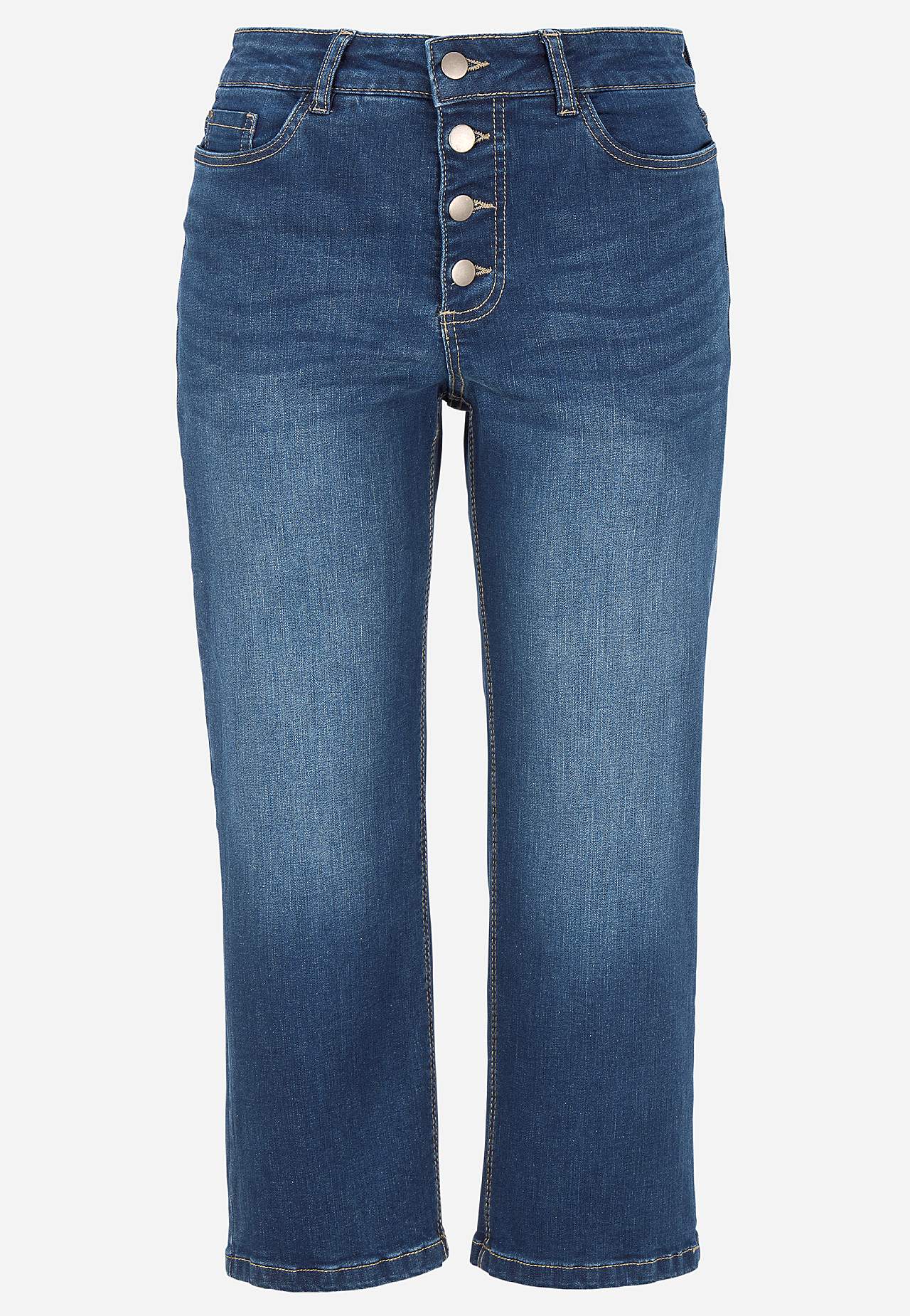 Cropped Jeans mit Knopfverschluss