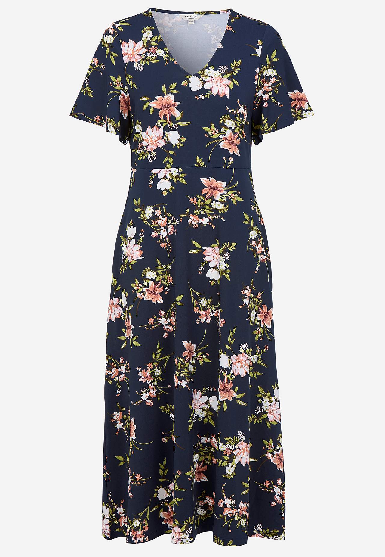 Jerseykleid mit einem Blumen-Muster