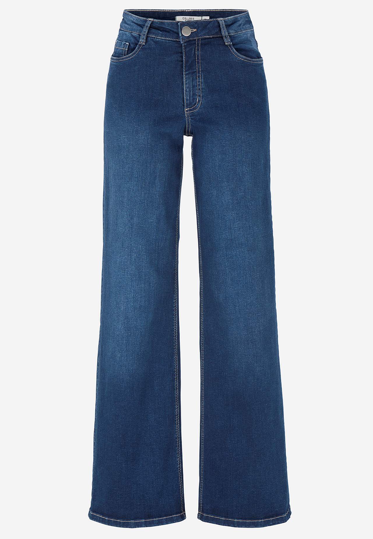Breite, lange Jeans mit hoher Taille