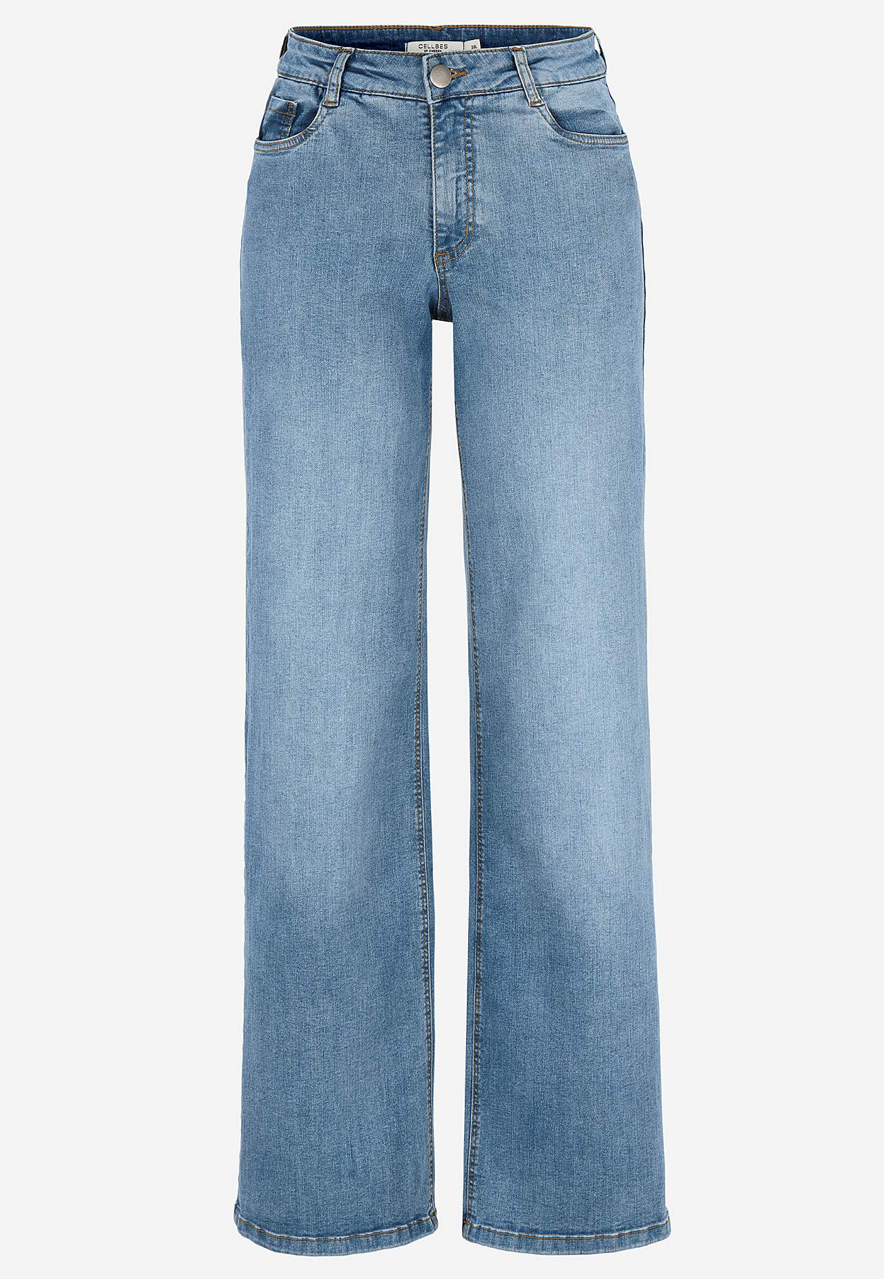 Breite, lange Jeans mit hoher Taille