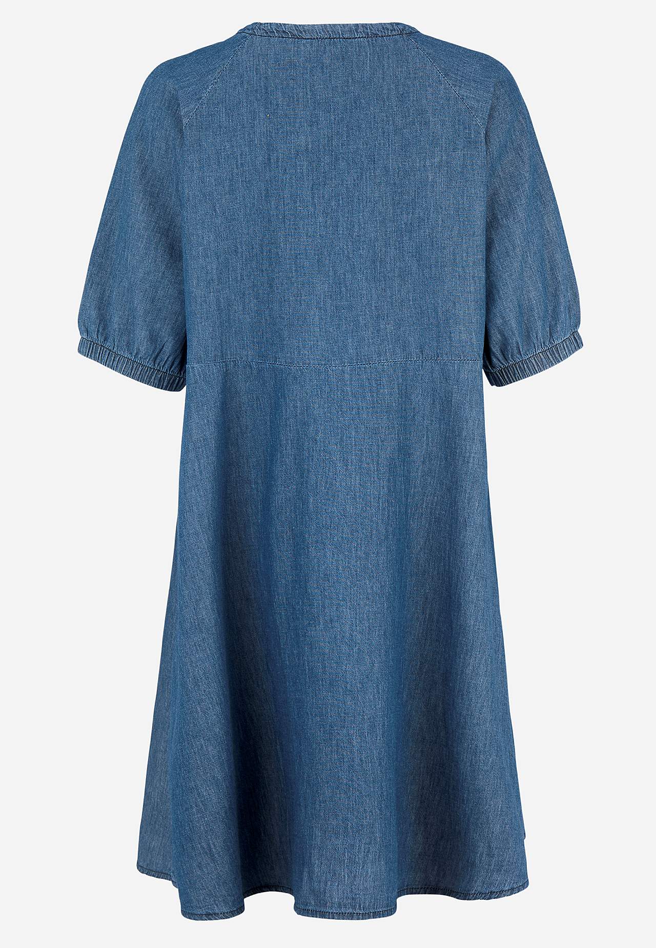 Kurzes Jeanskleid mit Puffärmeln