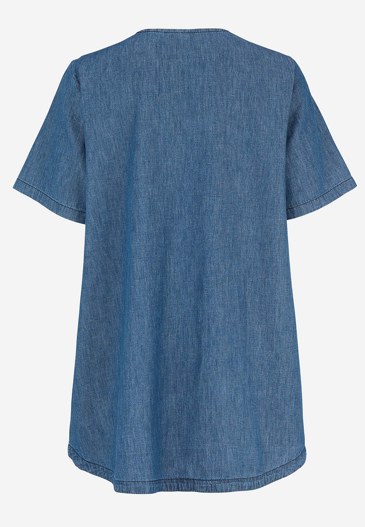 Denim-Tunika mit dekorativem V-Ausschnitt