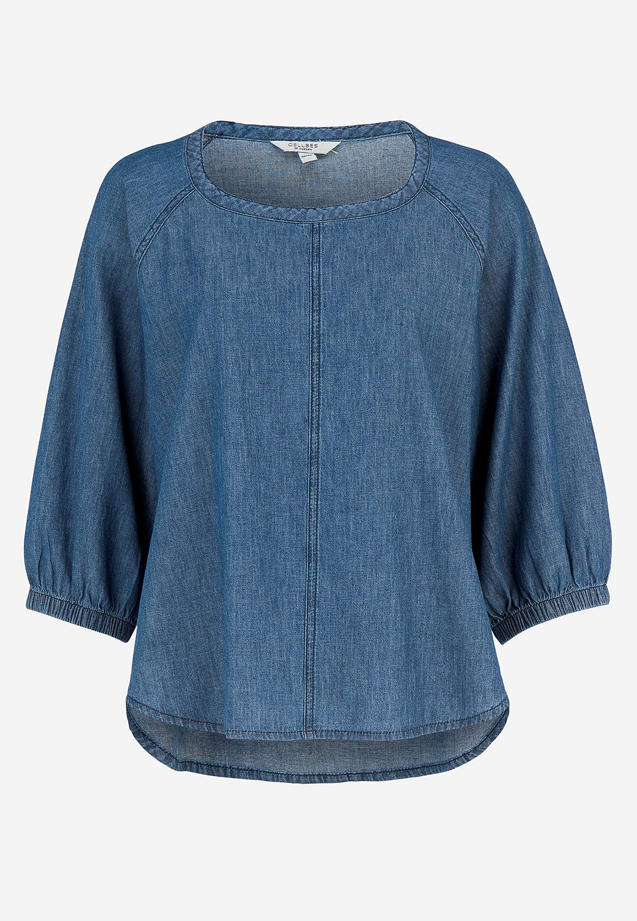 Jeansbluse mit breiten Ärmeln
