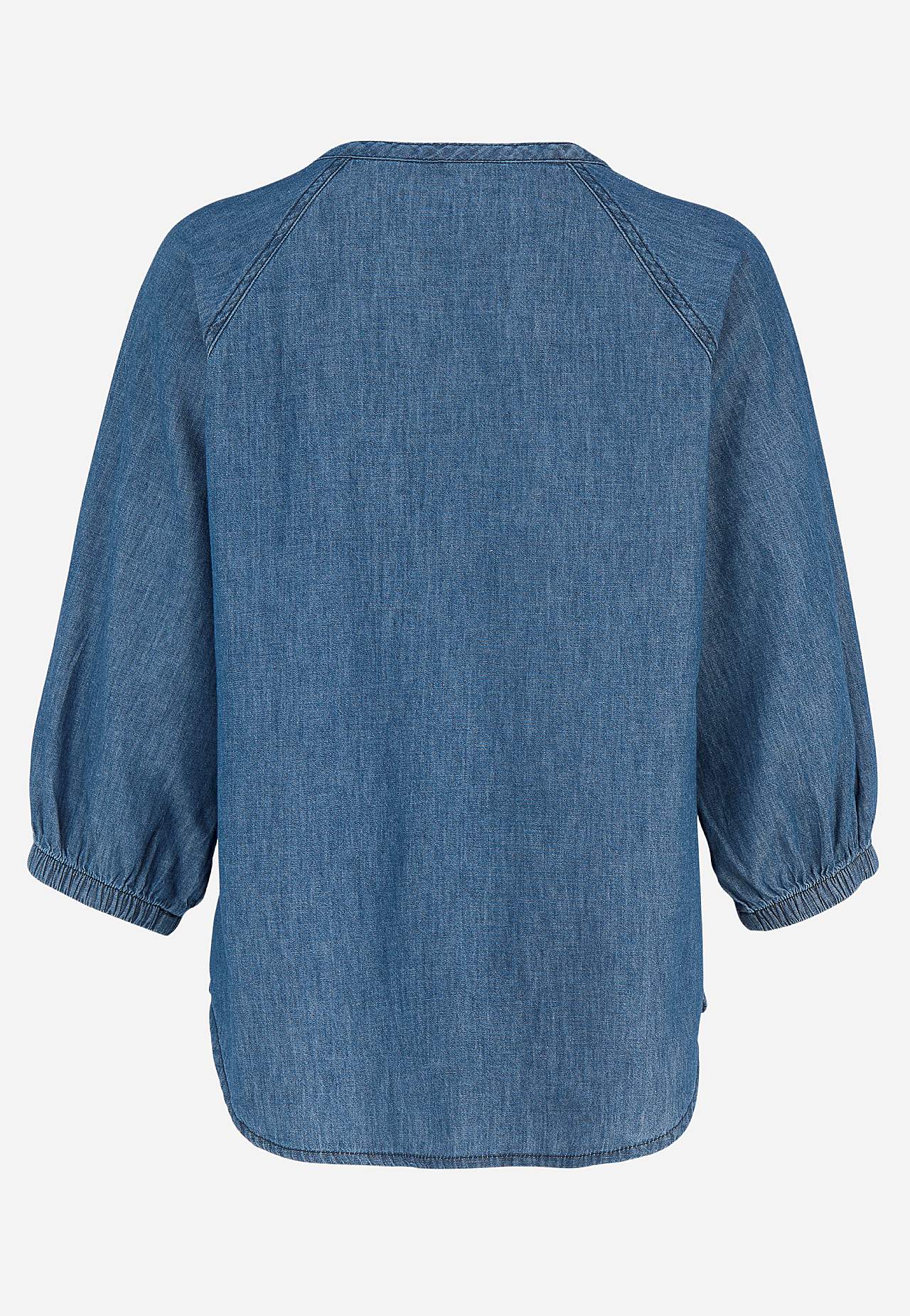 Jeansbluse mit breiten Ärmeln