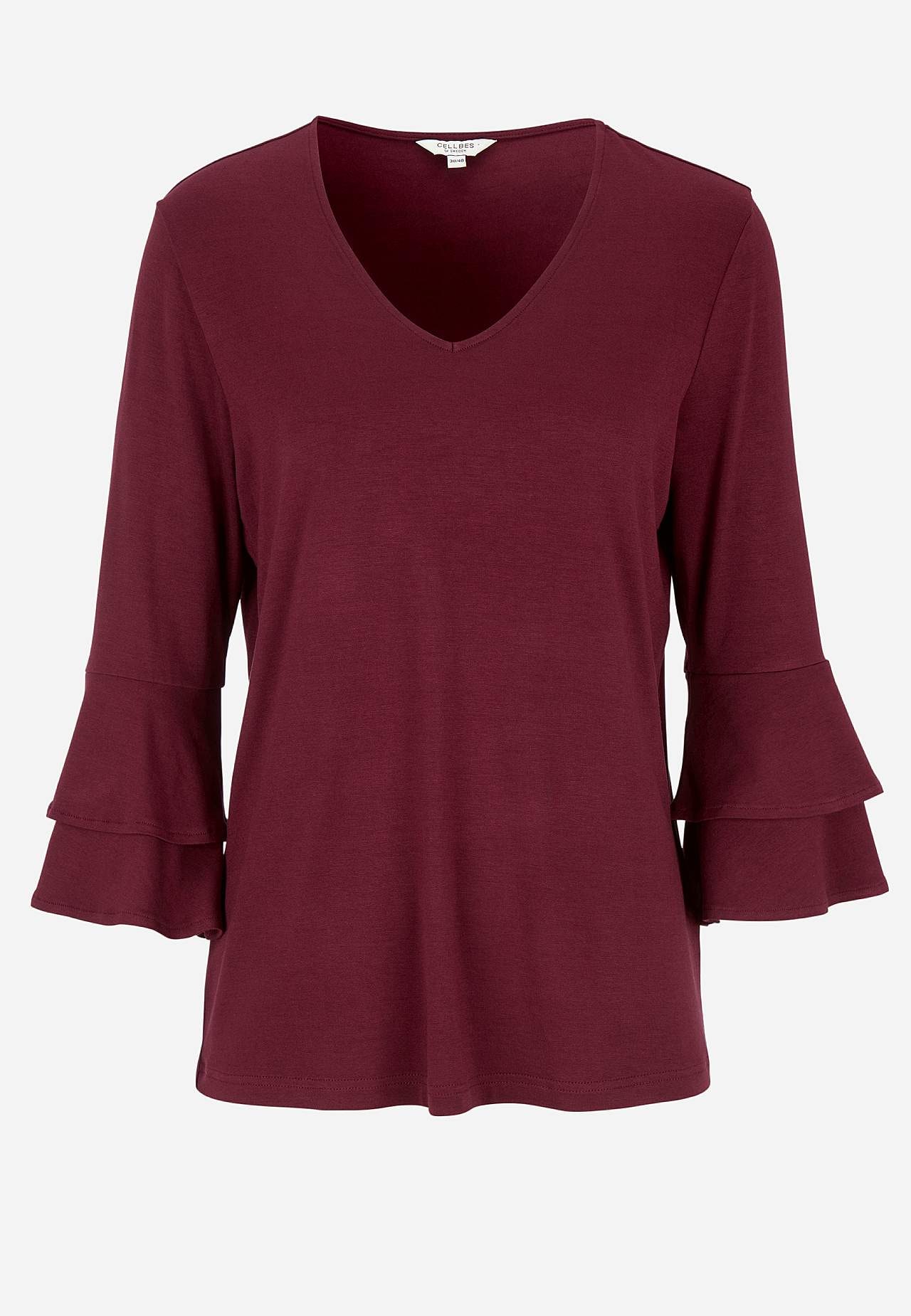 Jersey-Top mit Volantärmeln
