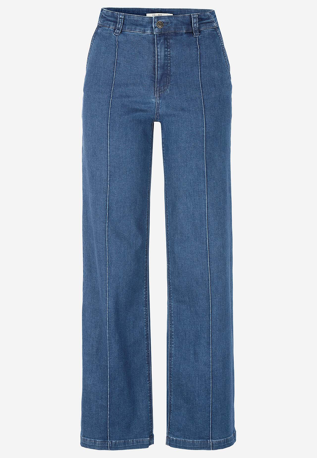 Stretch-Jeans mit genähten Knitterfalten