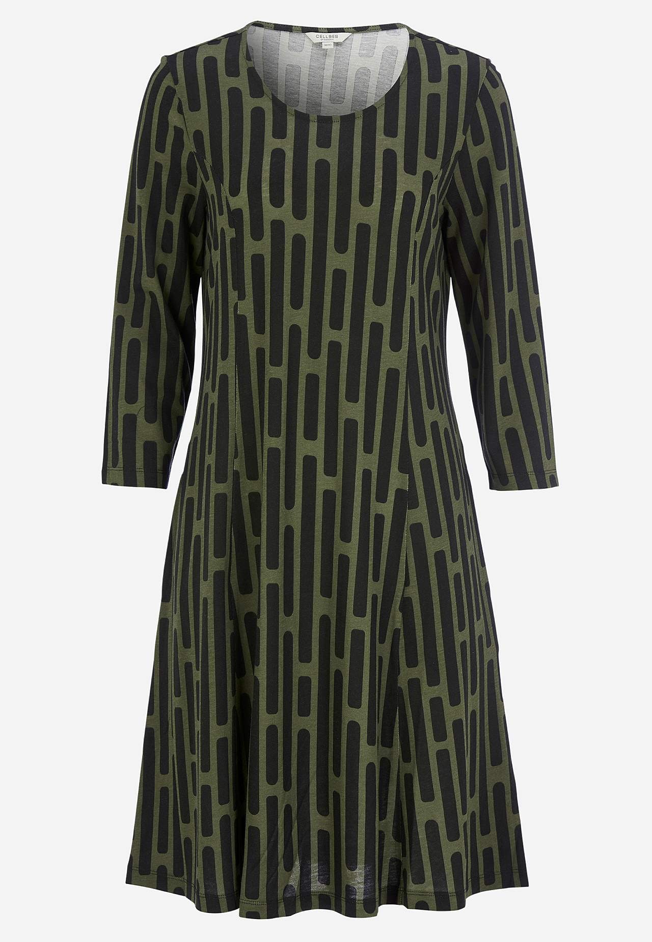 Gemustertes Jerseykleid mit Taschen