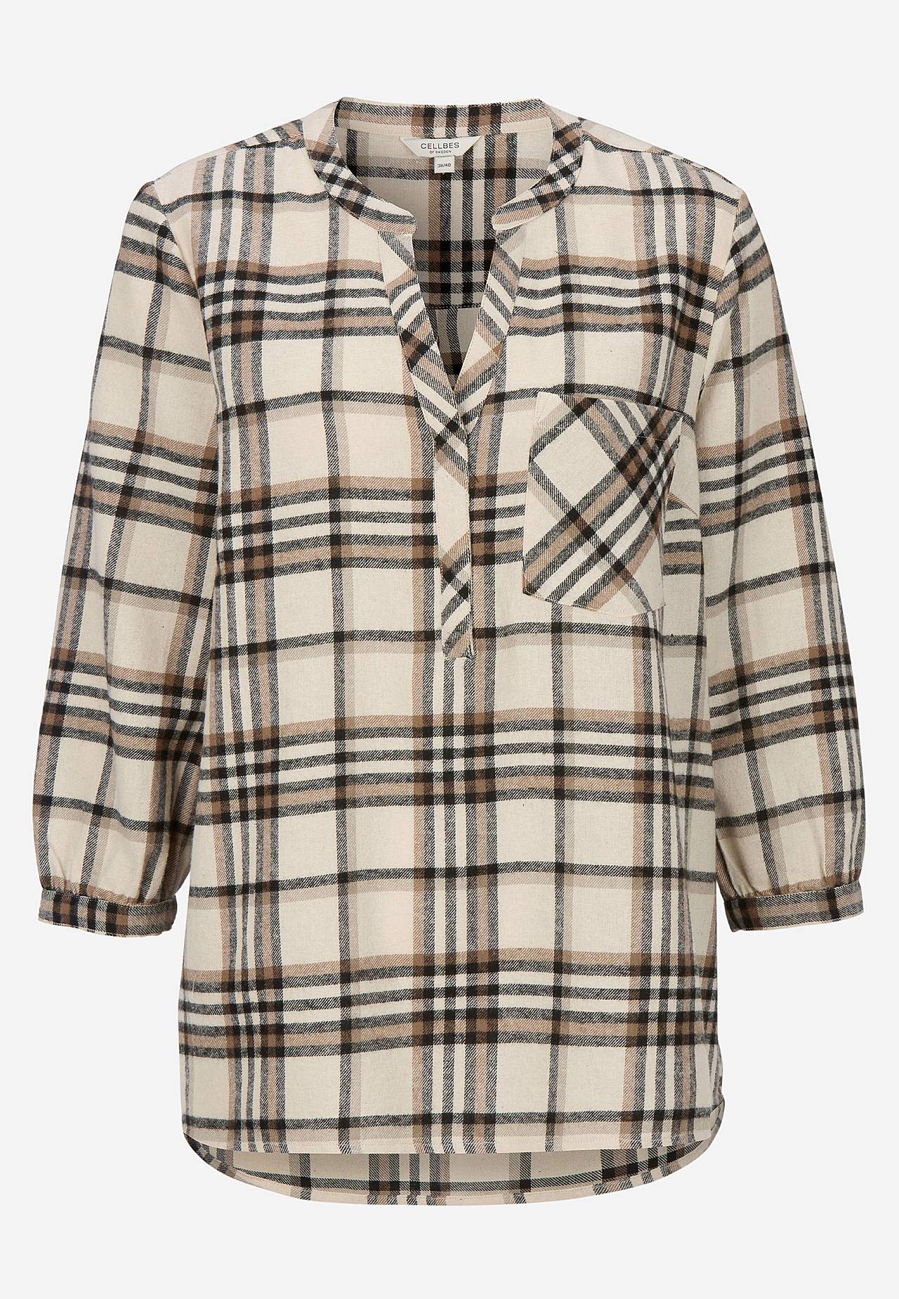 Bluse aus Flanell mit Brusttasche
