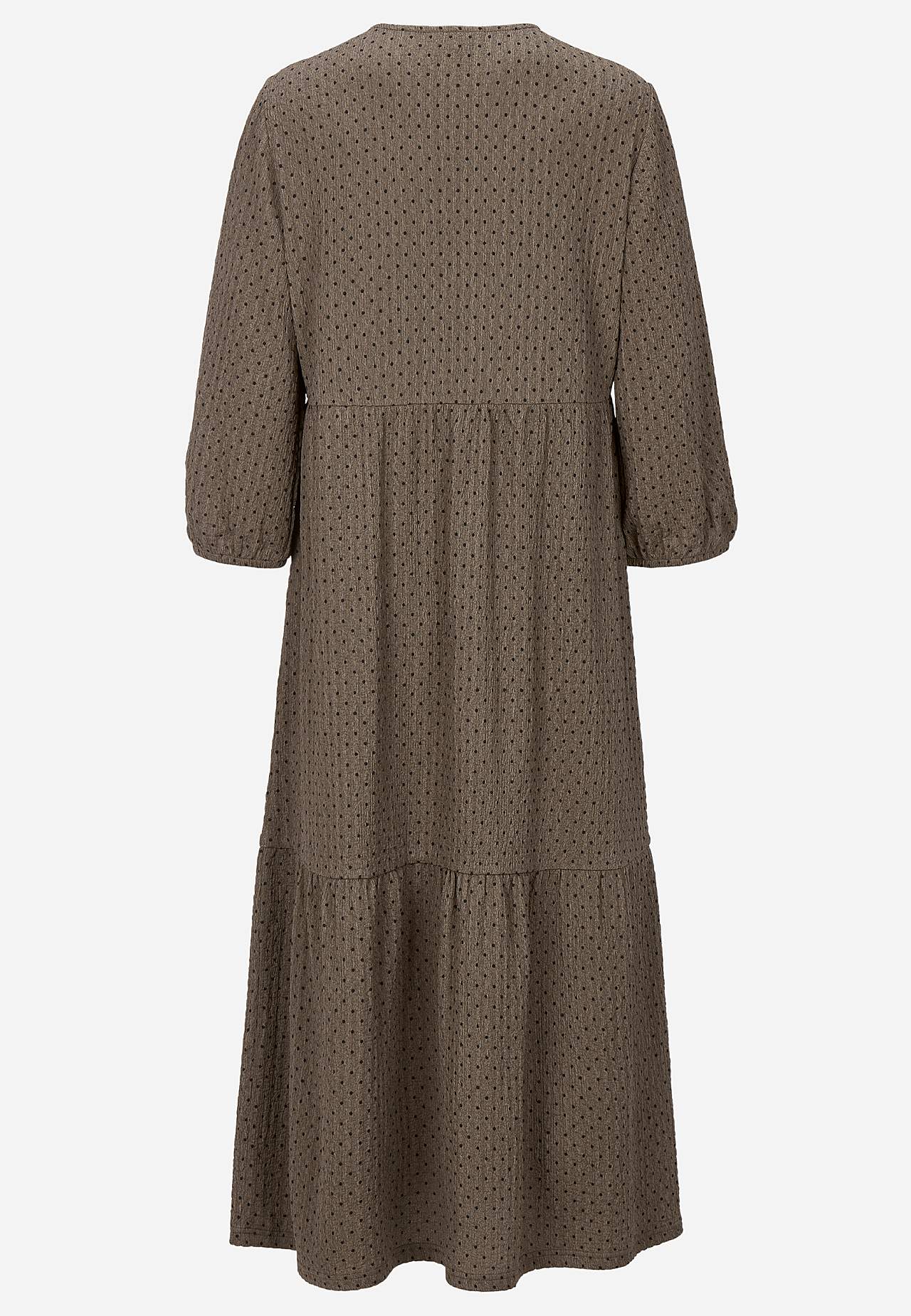 Gepunktetes Kleid mit Rüschen mit elastischer Crêpe-Qualität