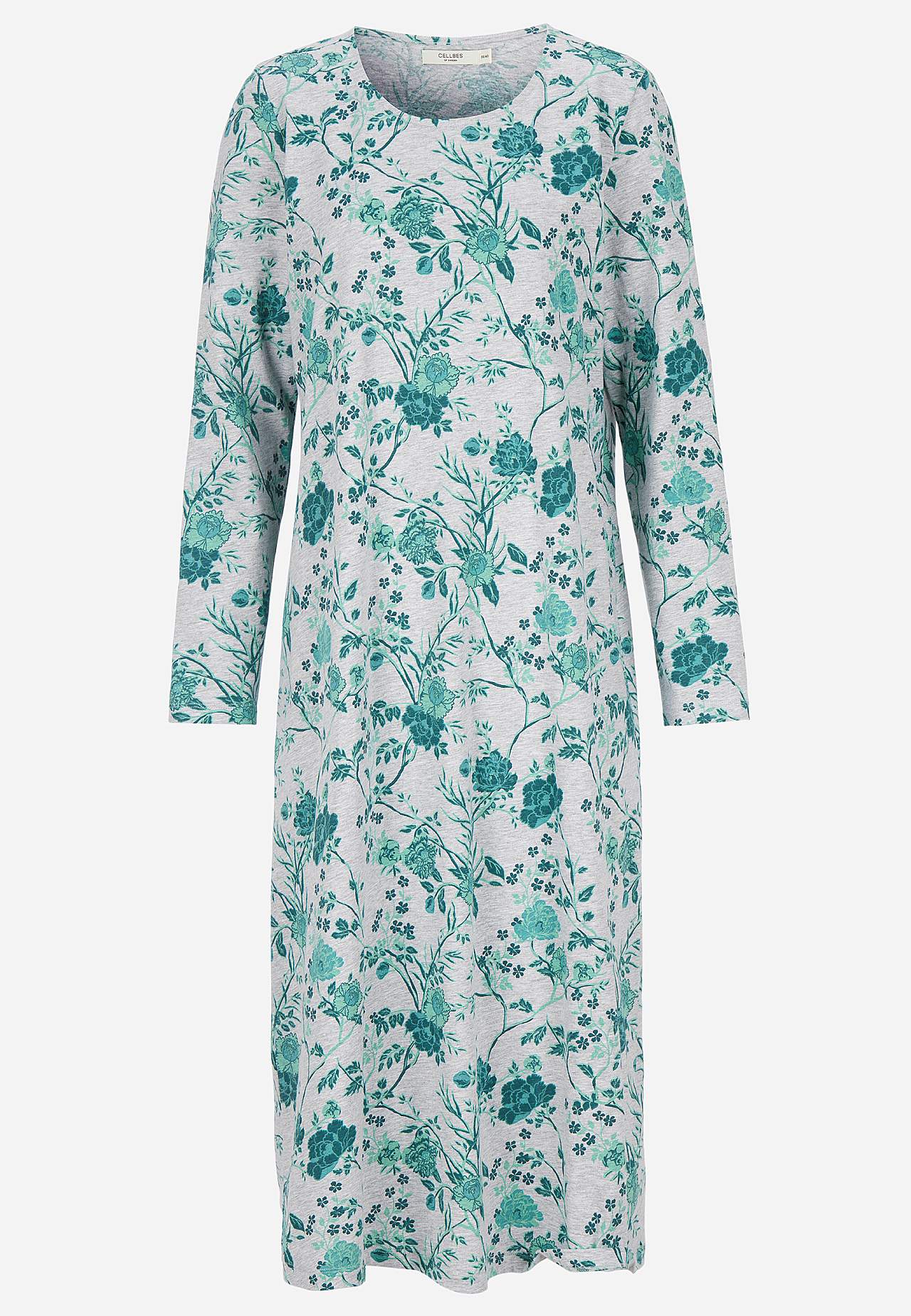 Blumiges Nachtkleid mit langen Ärmeln