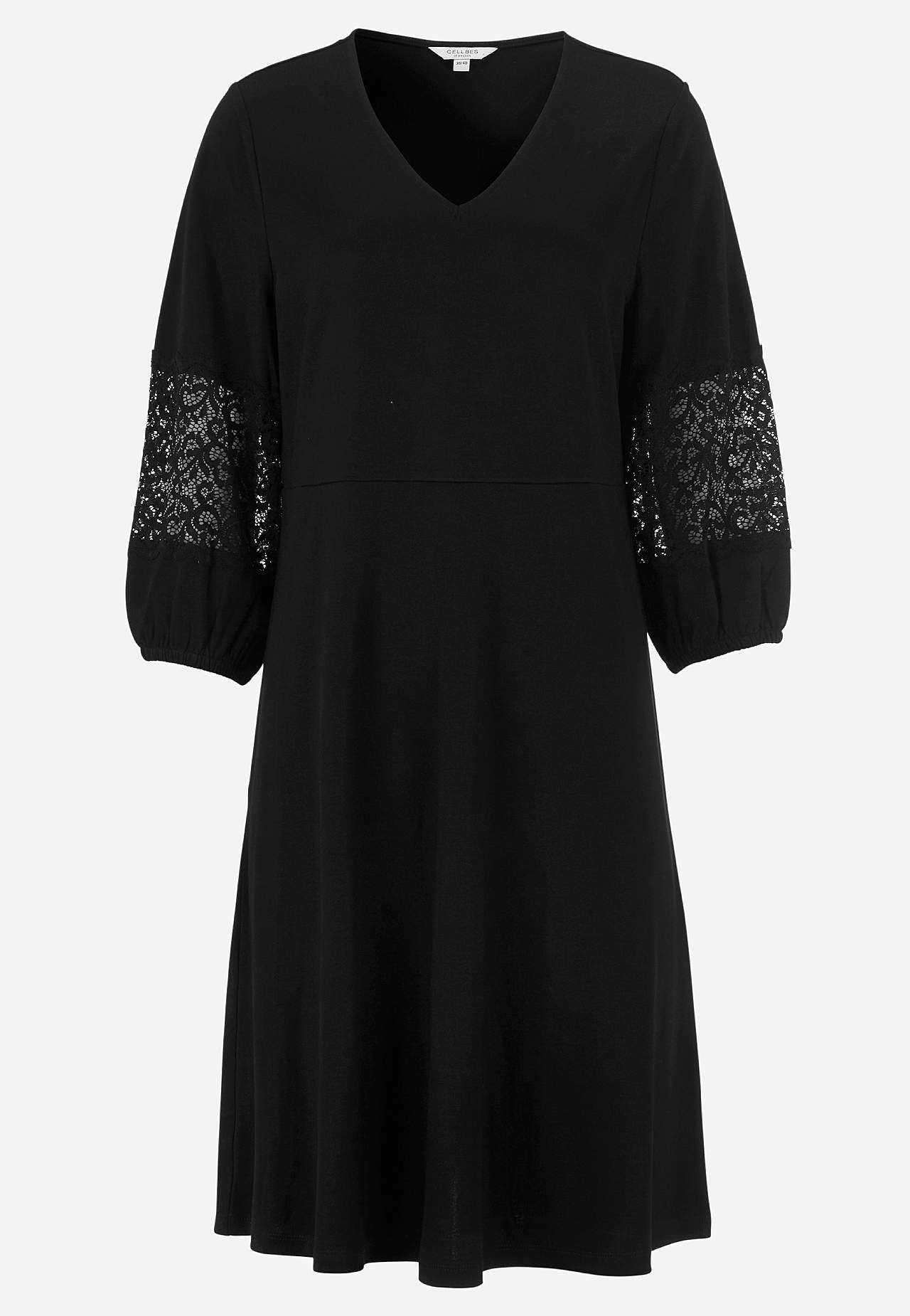 Viskosekleid mit Spitzendetails
