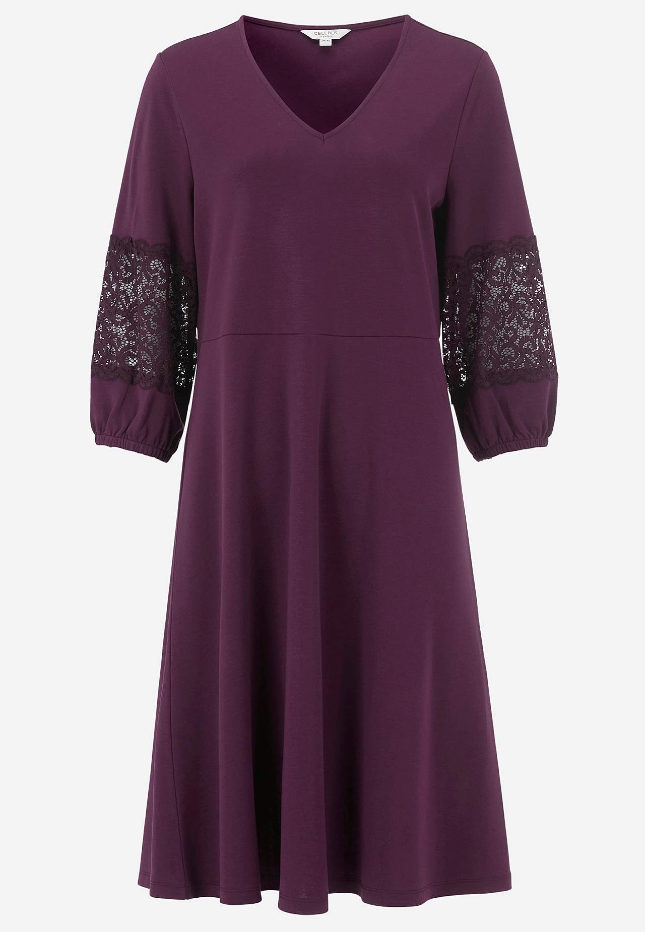 Viskosekleid mit Spitzendetails