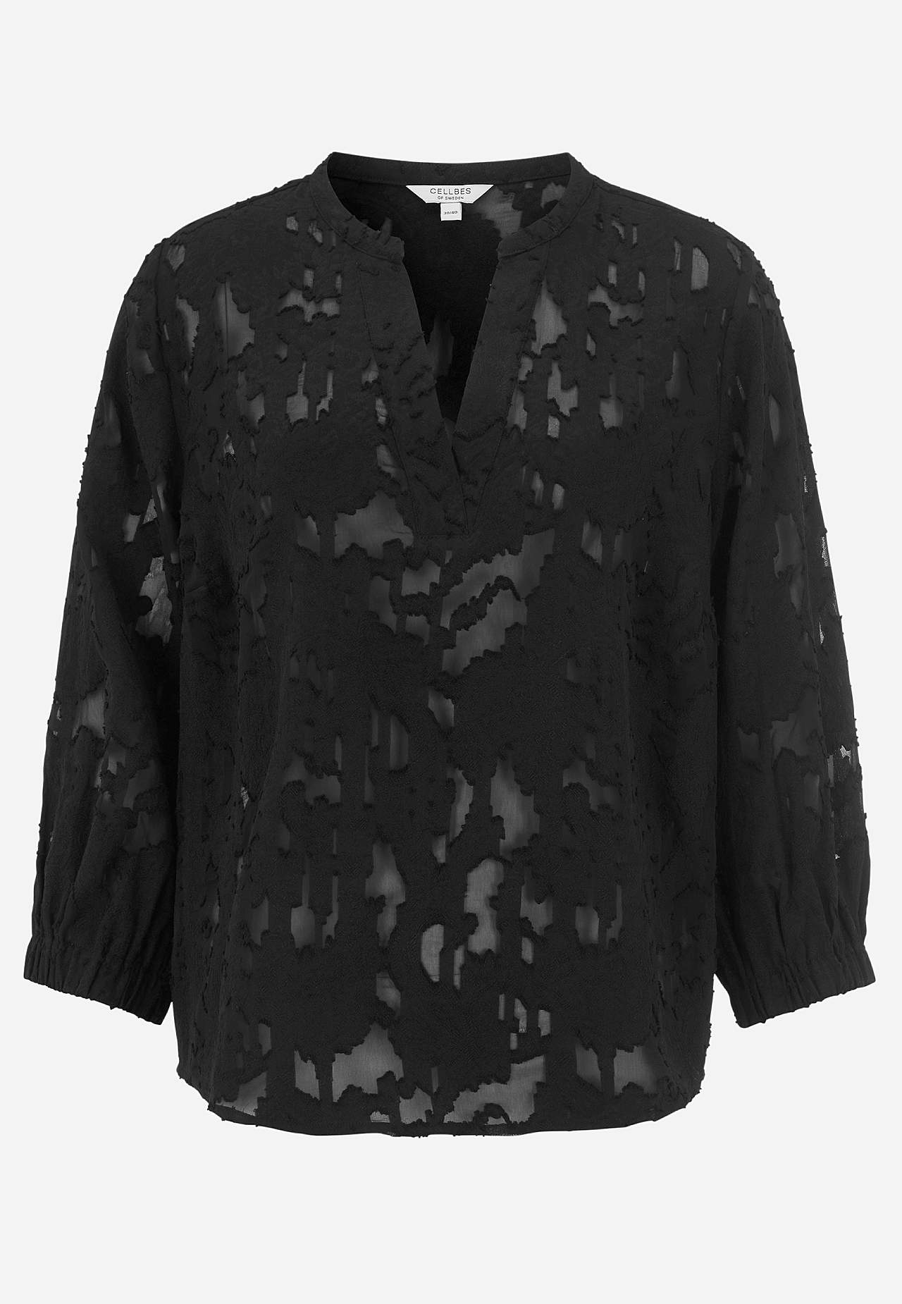 Durchsichtige Bluse mit Jacquard-Gewebe