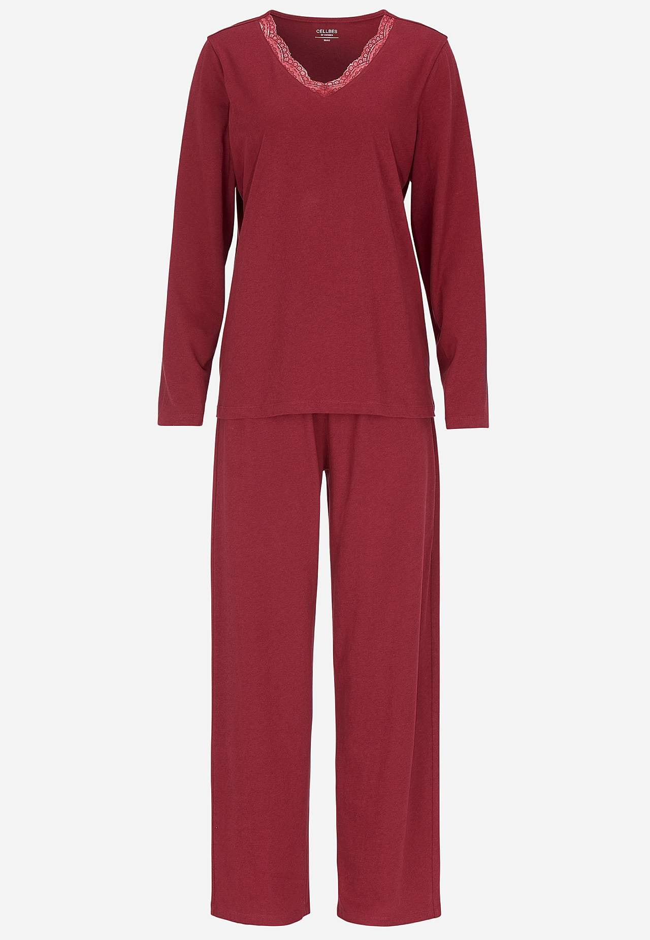 Zweiteiligerer Pyjama mit Spitzenborte