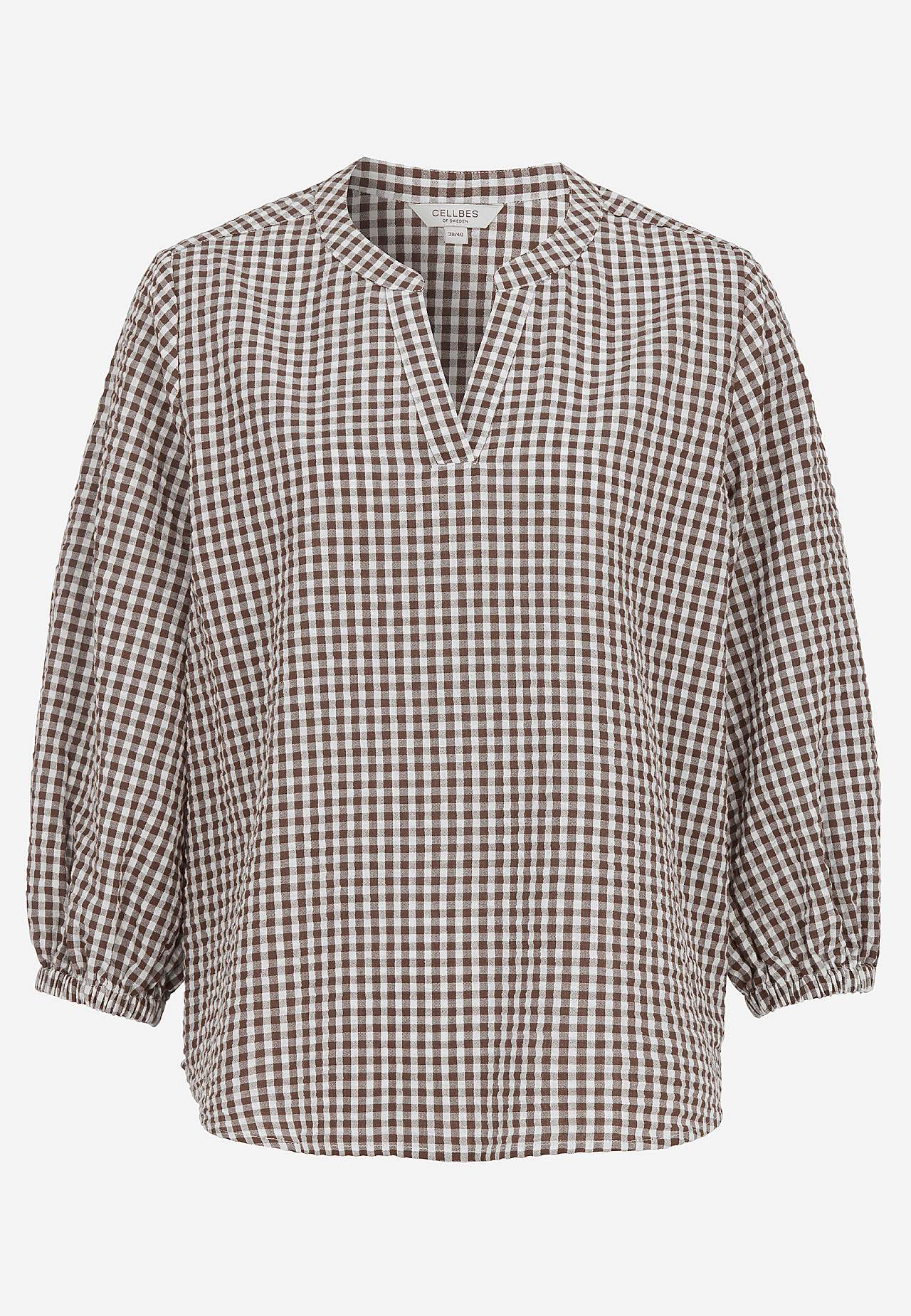 Kleinkarierte Bluse aus Seersucker