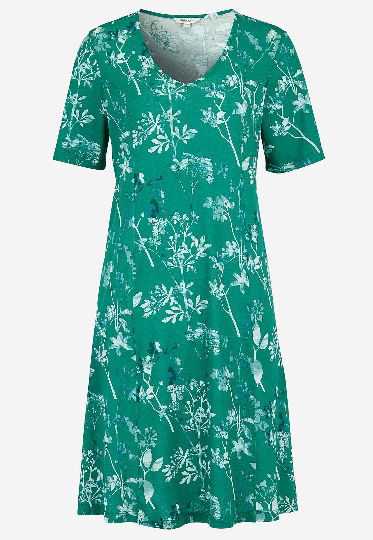 Gemustertes Jerseykleid mit Taschen