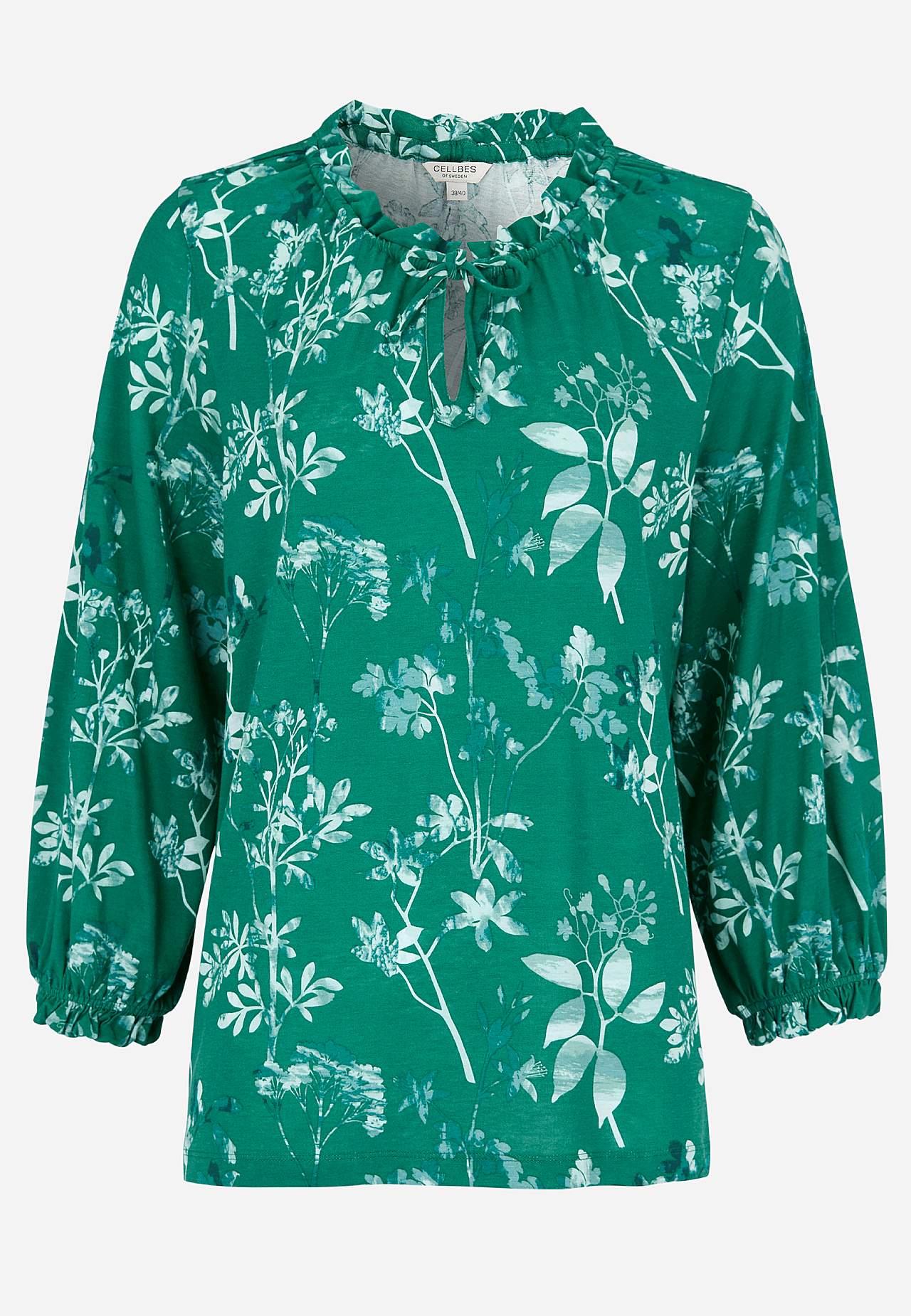 Gemustertes Jersey-Top mit Rüschenkante