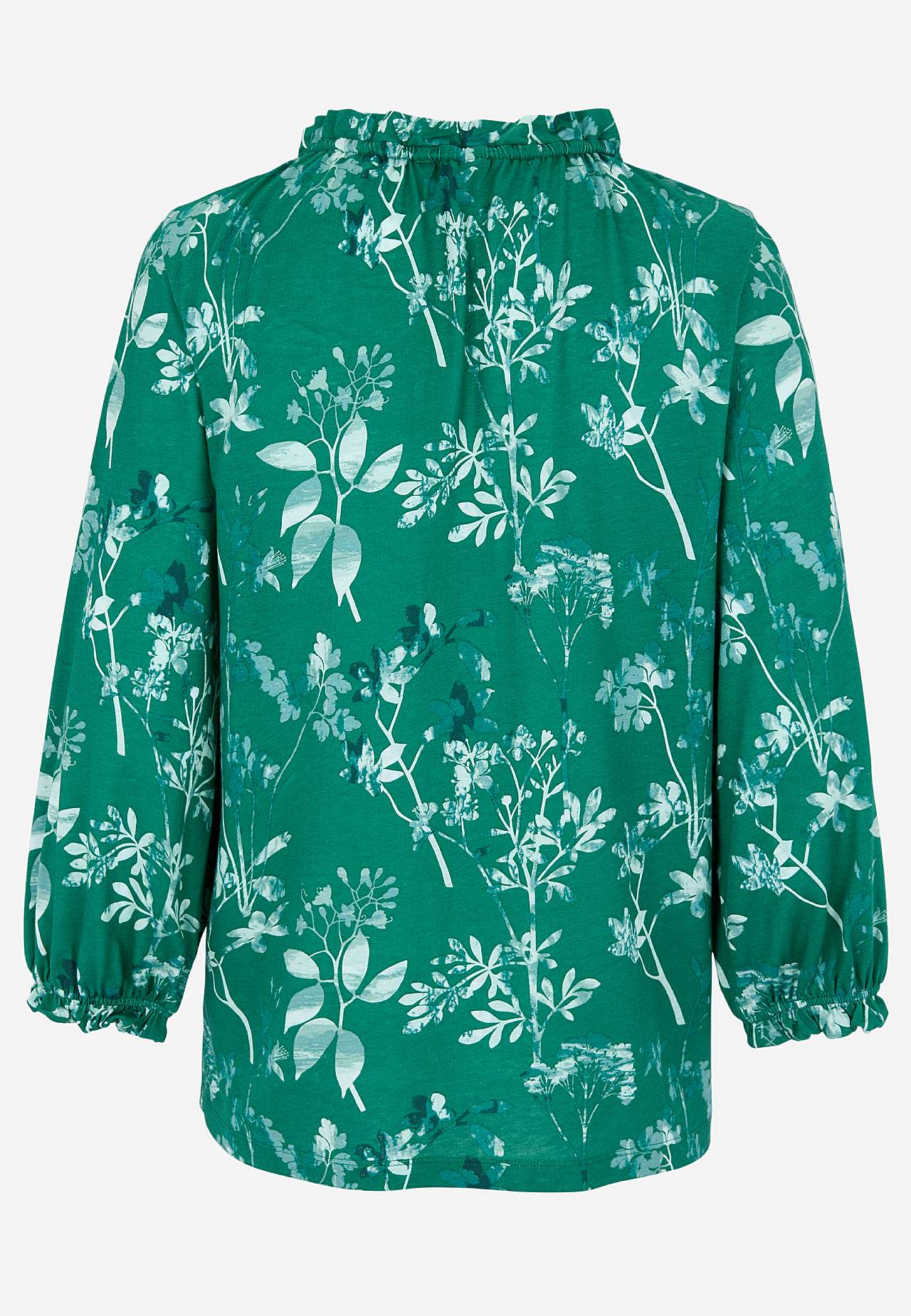 Gemustertes Jersey-Top mit Rüschenkante