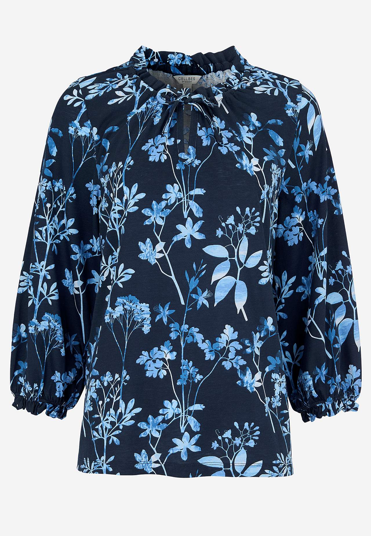 Gemustertes Jersey-Top mit Rüschenkante