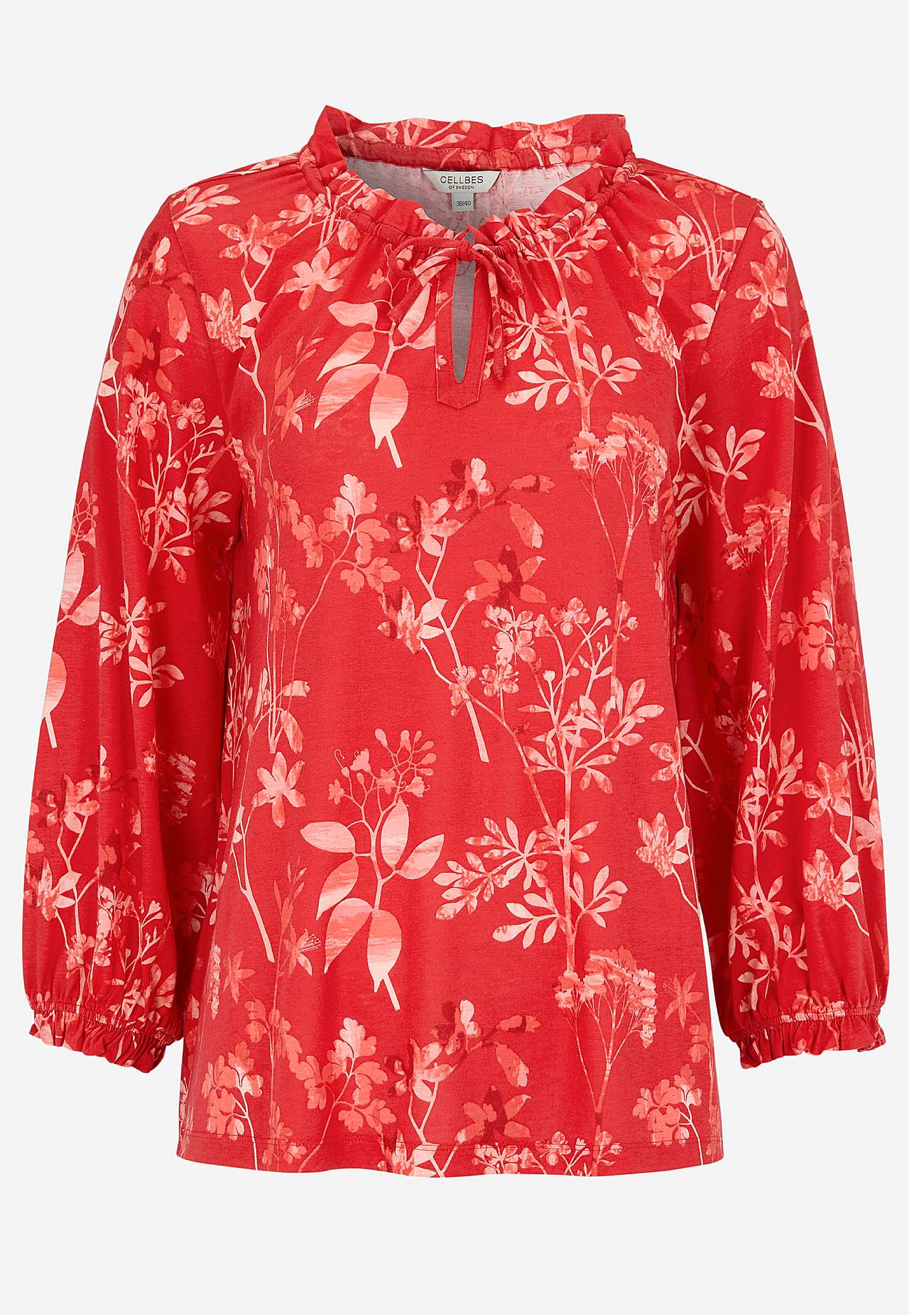 Gemustertes Jersey-Top mit Rüschenkante