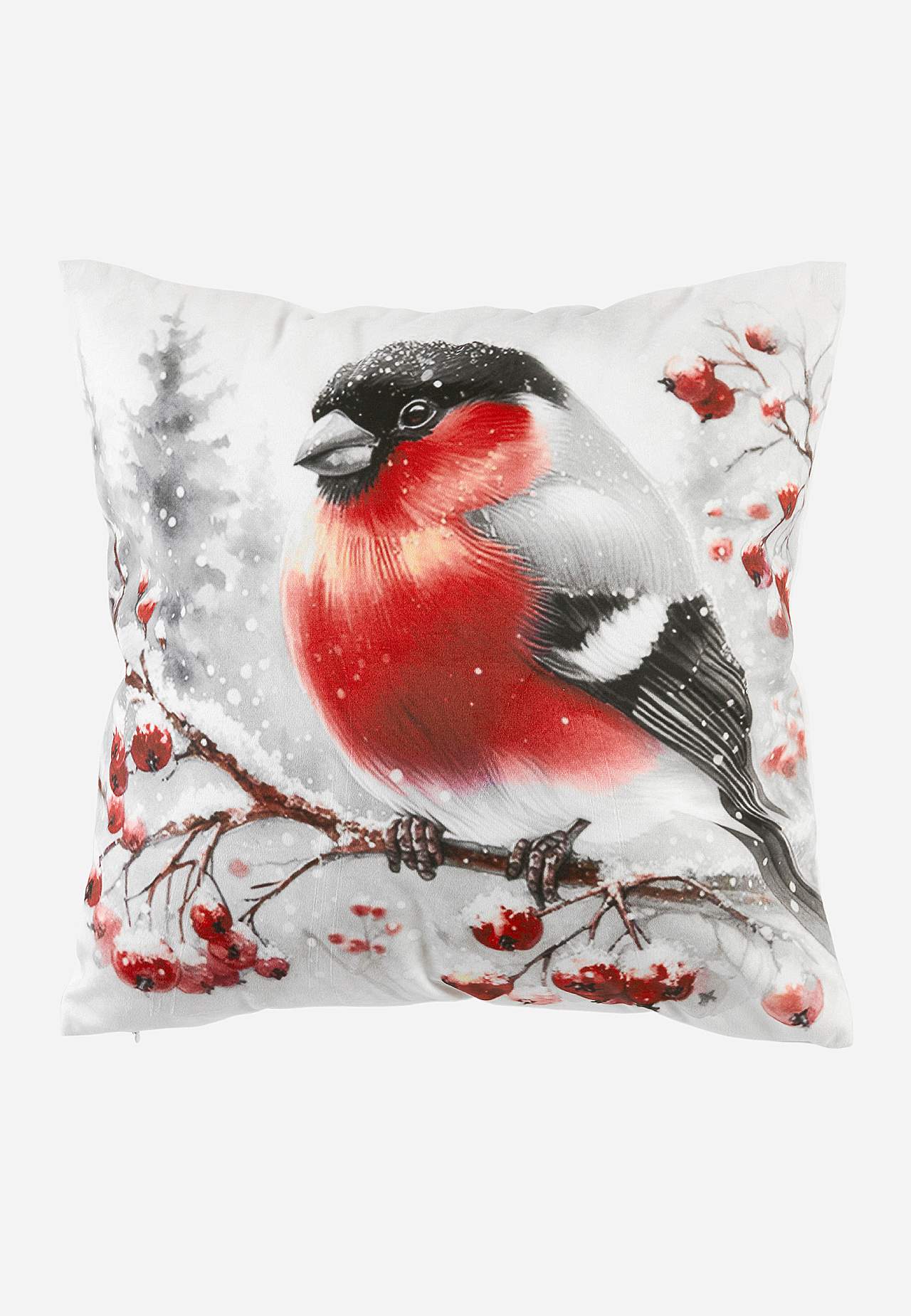 Samt-Kissenbezug mit Gimpel