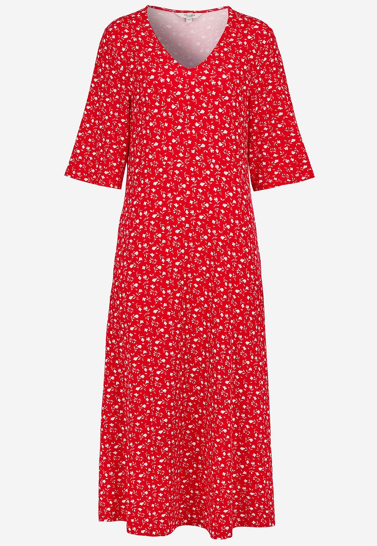 Jerseykleid mit einem Blumen-Muster und Taschen