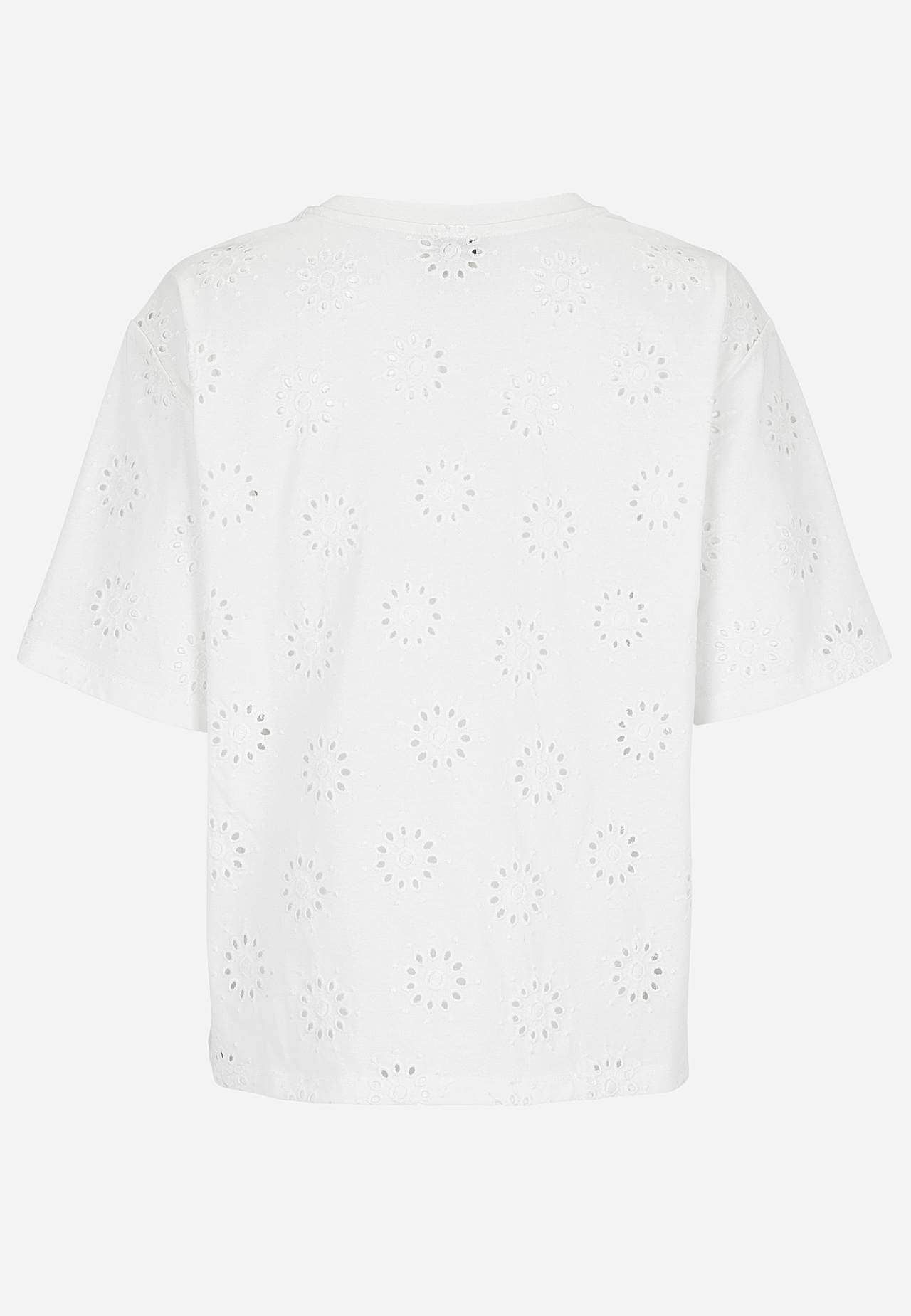 Jersey-Top mit gesticktem Lochmuster