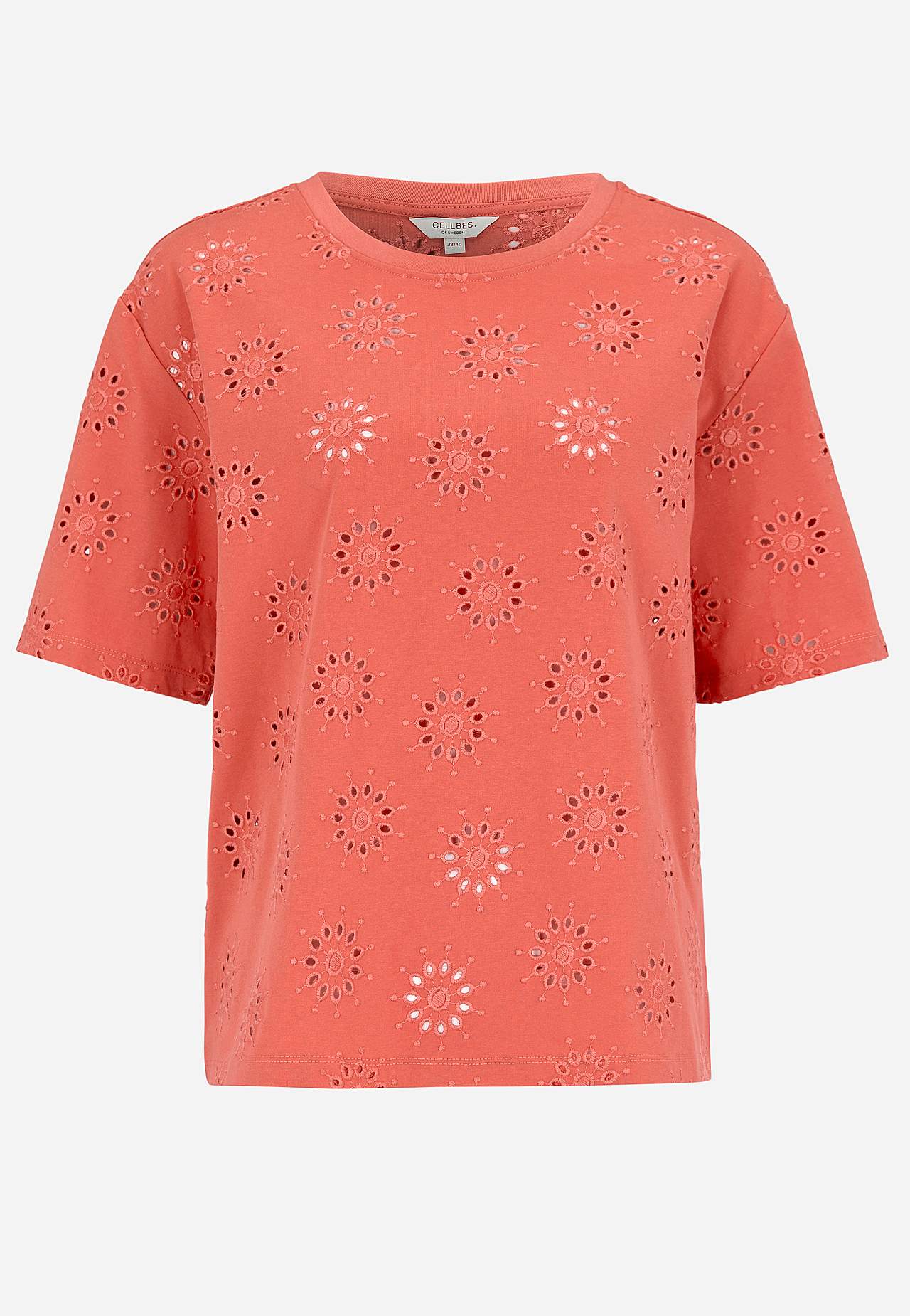 Jersey-Top mit gesticktem Lochmuster