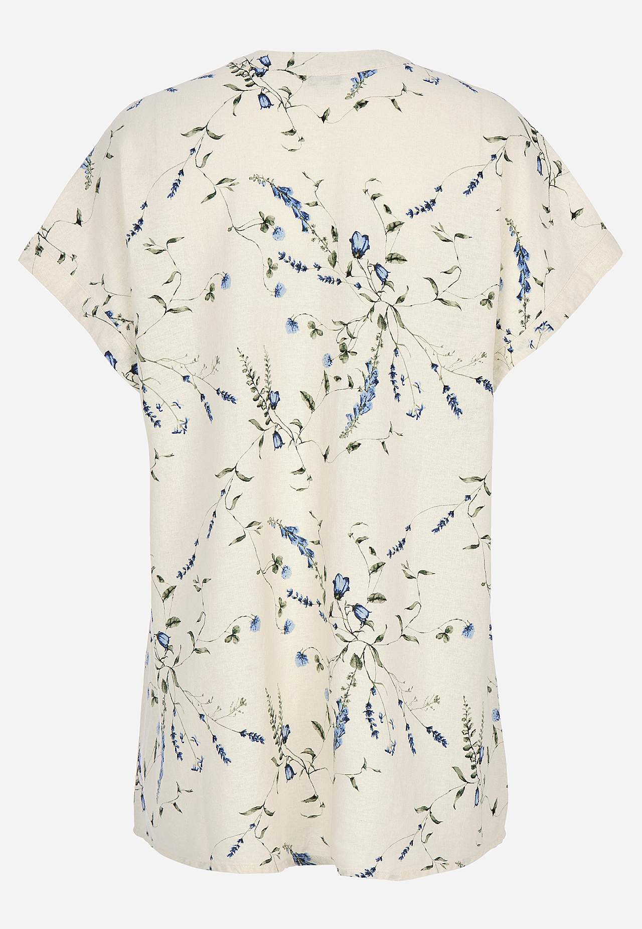 Blumige Leinentunika mit Knöpfen