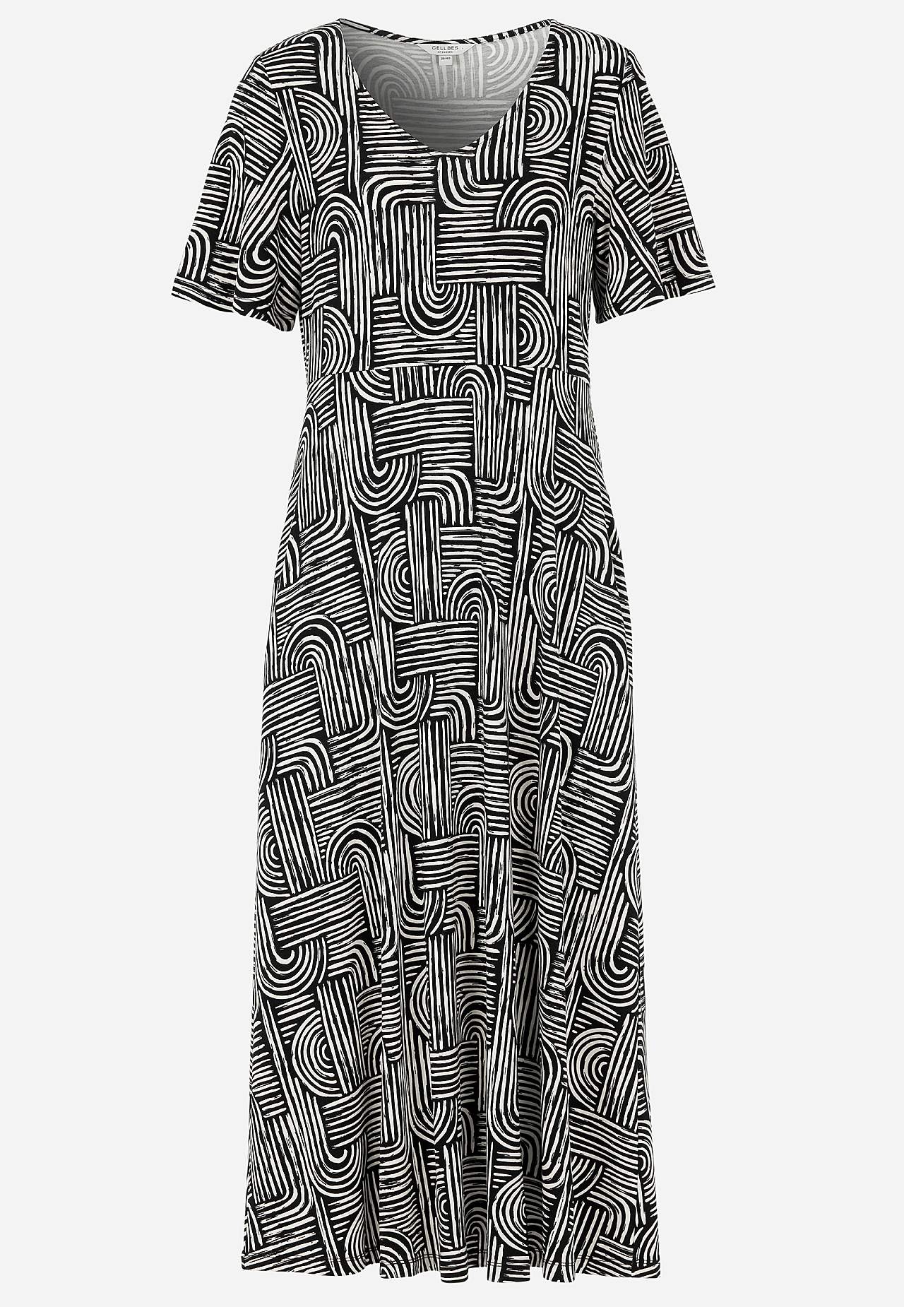 Gemustertes Viskosekleid mit Taschen